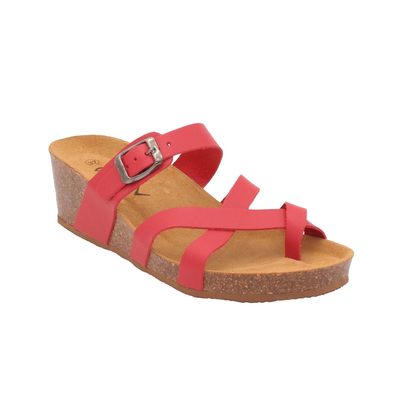 Oxygen Girona Red Leather Adjustable Buckle Strap Mules - elevate your sole