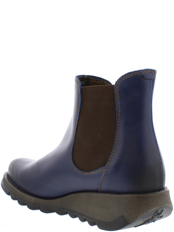 Fly Salv Ladies Rug Blue Leather Pull On Ankle Boots