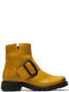 Fly Rily991 Ladies Rug Mustard Yellow Leather Side Zip Ankle Boots