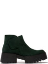 Fly Endo006 Ladies Oil Forest Green Suede Side Zip Ankle Boots