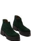 Fly Endo006 Ladies Oil Forest Green Suede Side Zip Ankle Boots