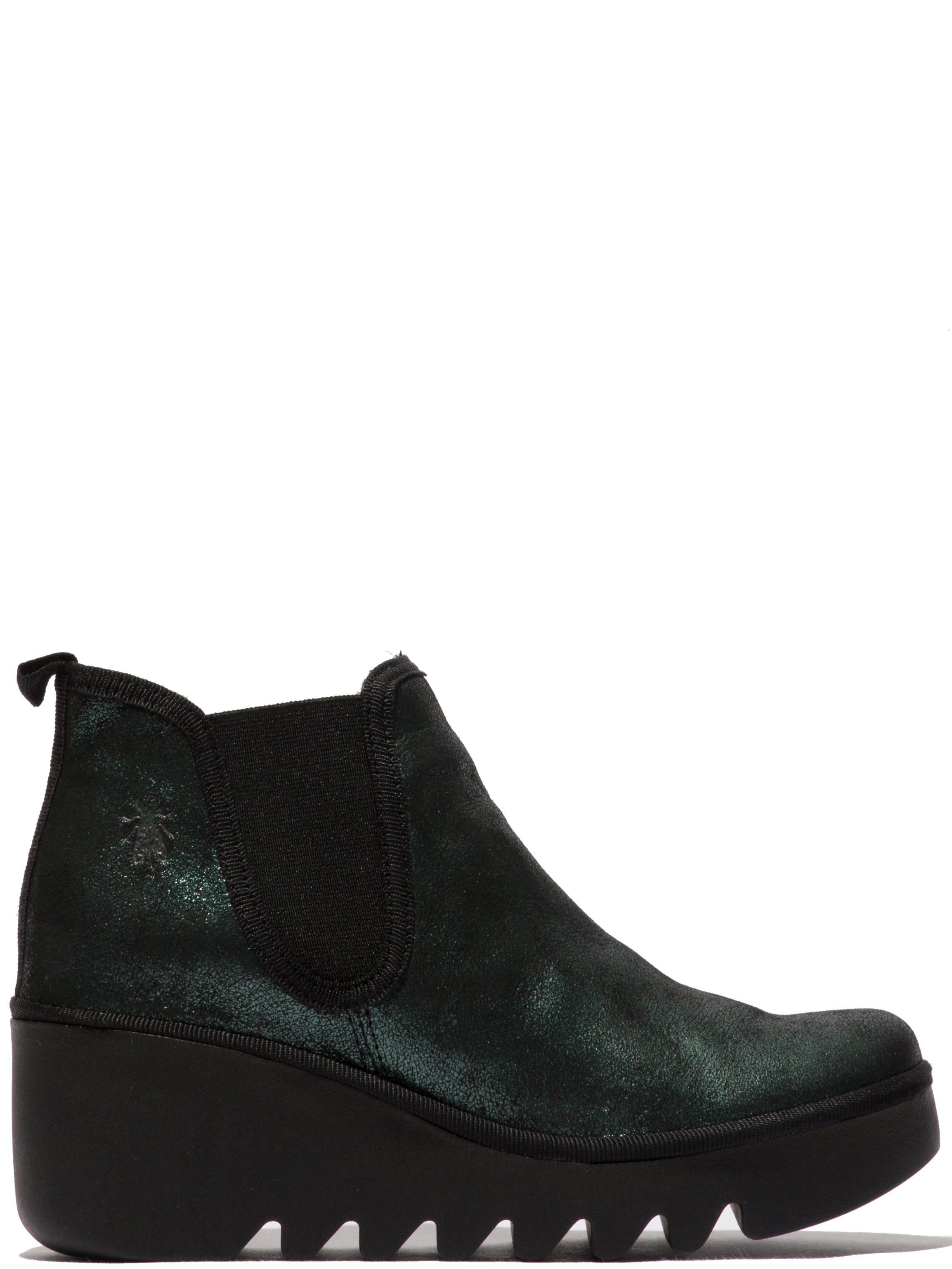 Fly Byne349 Ladies Anya Green Leather Pull On Ankle Boots