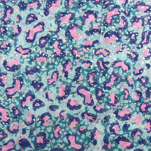 POM Recycled Aqua/Pink/Metallic Camp Print Scarf-elevate your sole