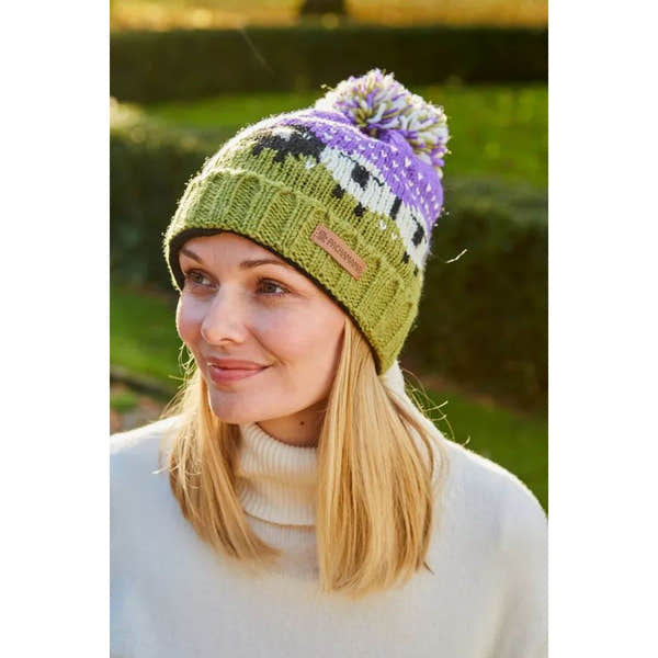 Pachamama Black Sheep Roll Back Bobble Beanie Purple-elevate your sole