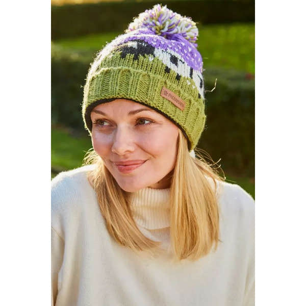 Pachamama Black Sheep Roll Back Bobble Beanie Purple-elevate your sole