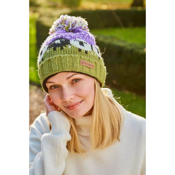 Pachamama Black Sheep Roll Back Bobble Beanie Purple-elevate your sole