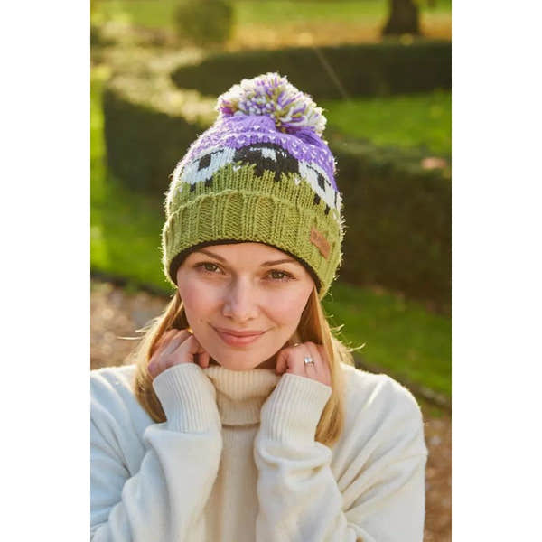 Pachamama Black Sheep Roll Back Bobble Beanie Purple-elevate your sole