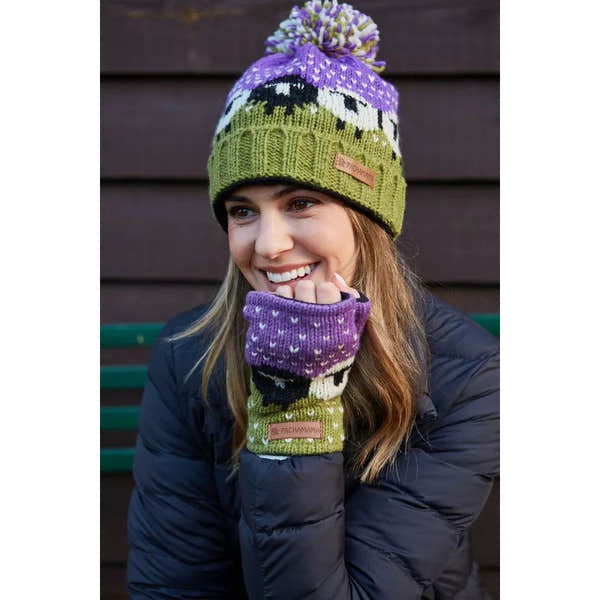 Pachamama Black Sheep Roll Back Bobble Beanie Purple-elevate your sole