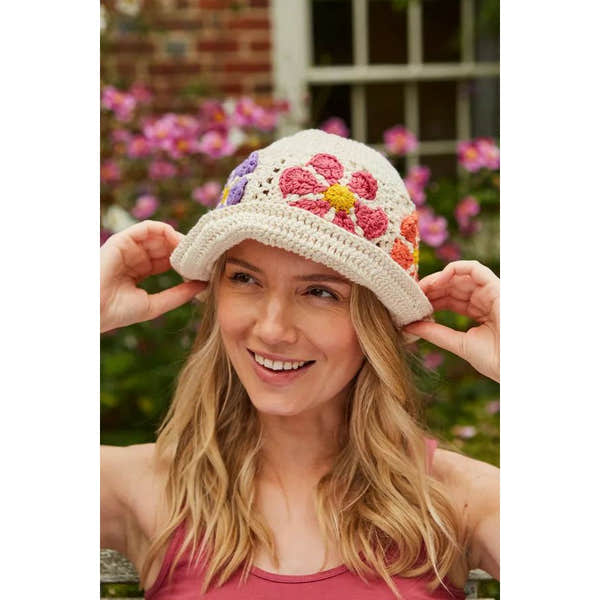 Pachamama Daisy Cotton Bucket Hat Cream-elevate your sole