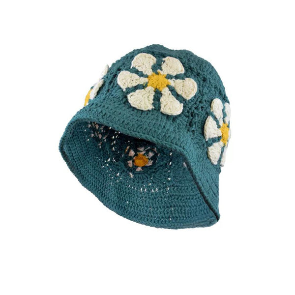 Pachamama Daisy Cotton Bucket Hat Teal-elevate your sole