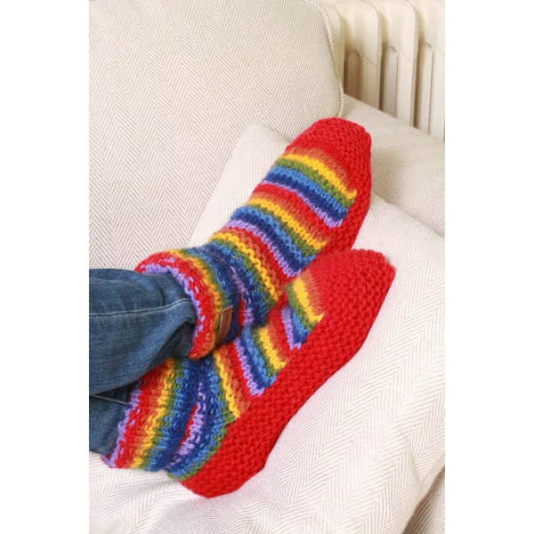Pachamama Rainbow Lined Sofa Socks-elevate your sole