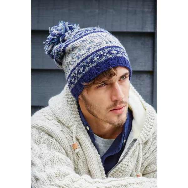 Pachamama Stornaway Bobble Beanie Blue-elevate your sole