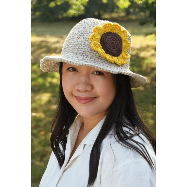 Pachamama Sunflower Hemp/Cotton Hat Natural-elevate your sole
