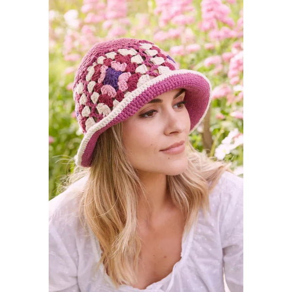 Pachamama Woodstock Cotton Bucket Hat Plum-elevate your sole