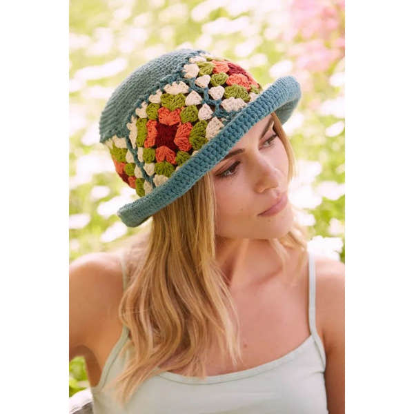 Pachamama Woodstock Cotton Bucket Hat Teal-elevate your sole