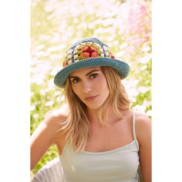 Pachamama Woodstock Cotton Bucket Hat Teal-elevate your sole