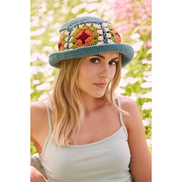 Pachamama Woodstock Cotton Bucket Hat Teal-elevate your sole