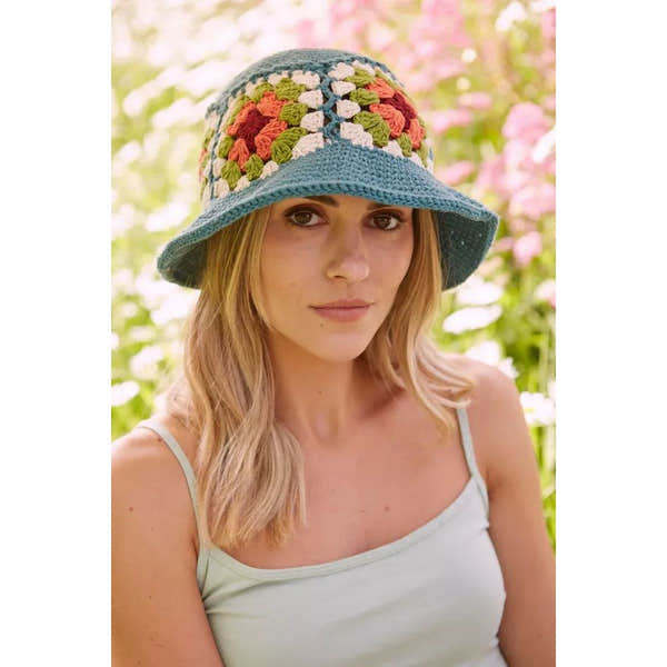 Pachamama Woodstock Cotton Bucket Hat Teal-elevate your sole