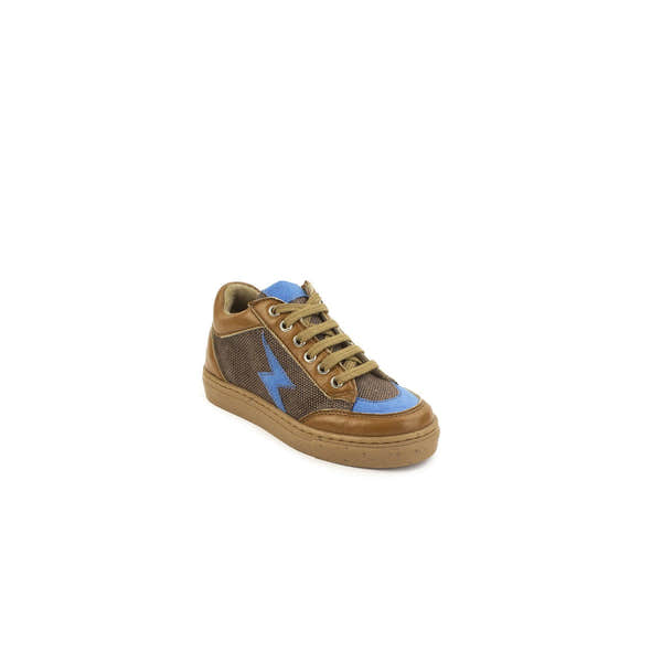 Petasil Rafael 6128 Boys Tan And Blue Zip And Lace Trainers-elevate your sole