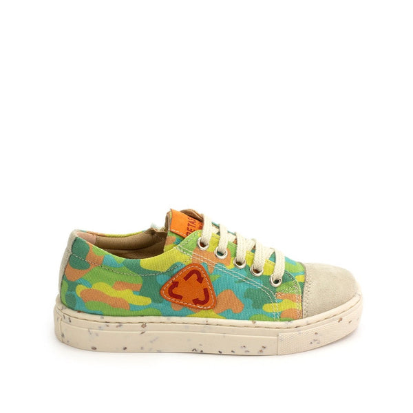 Petasil Tyler 5994 Boys Green Camo Textile Vegan Lace Up Trainers-elevate your sole