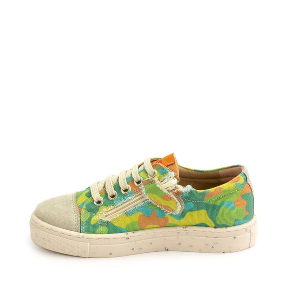 Petasil Tyler 5994 Boys Green Camo Textile Vegan Lace Up Trainers-elevate your sole