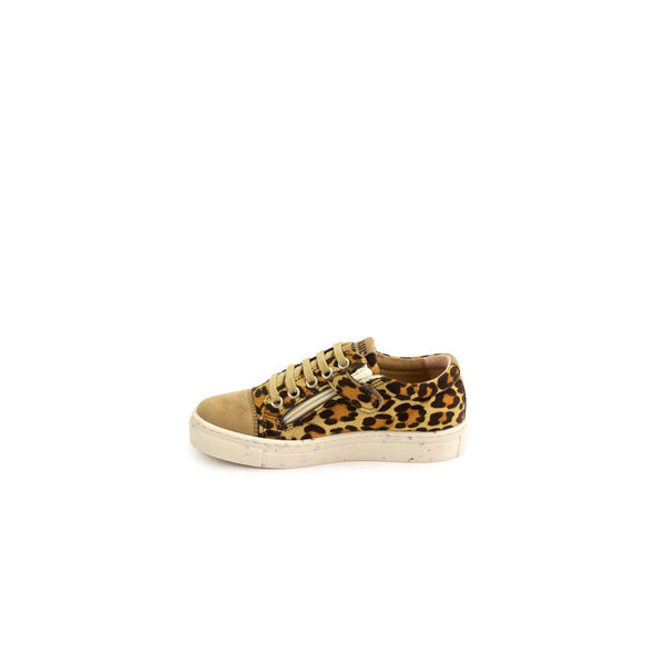 Petasil Tyler 5994 Girls Gold And Leopard Zip And Lace Up Trainers-elevate your sole