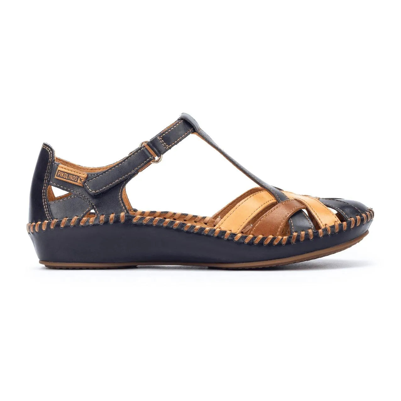 Pikolinos 655-0732C5 P Vallarta Navy Blue Leather T-Bar Sandals-elevate your sole