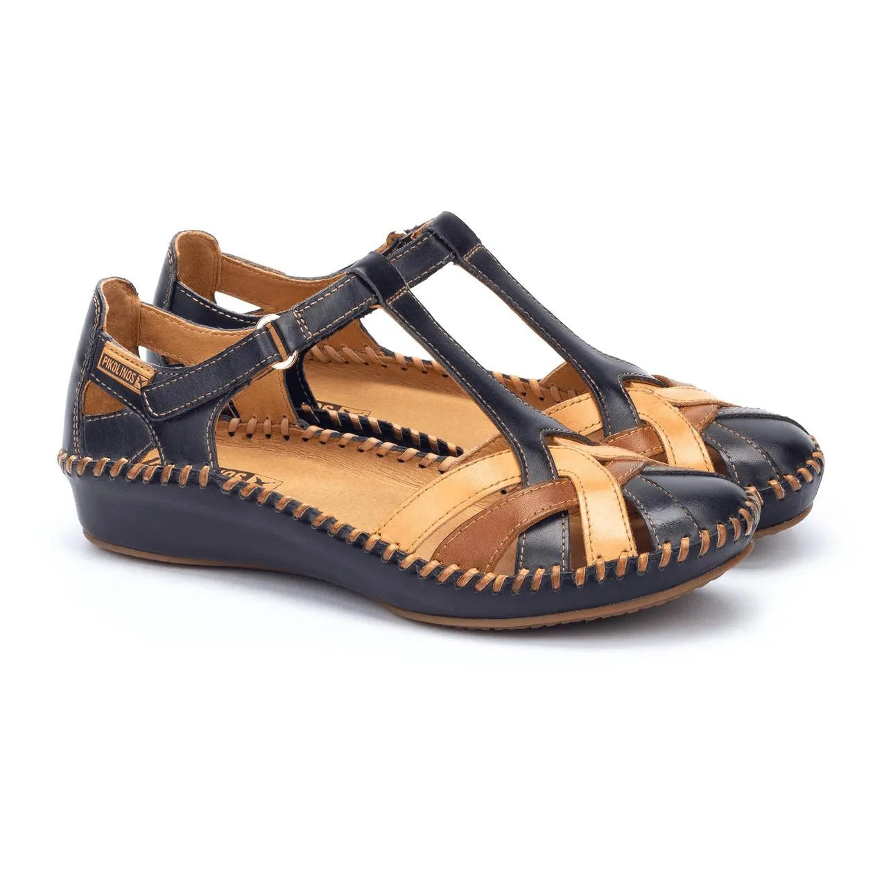Pikolinos 655-0732C5 P Vallarta Navy Blue Leather T-Bar Sandals-elevate your sole