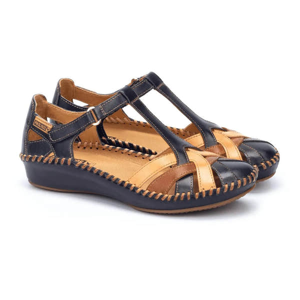 Pikolinos 655-0732C5 P Vallarta Navy Blue Leather T-Bar Sandals-elevate your sole