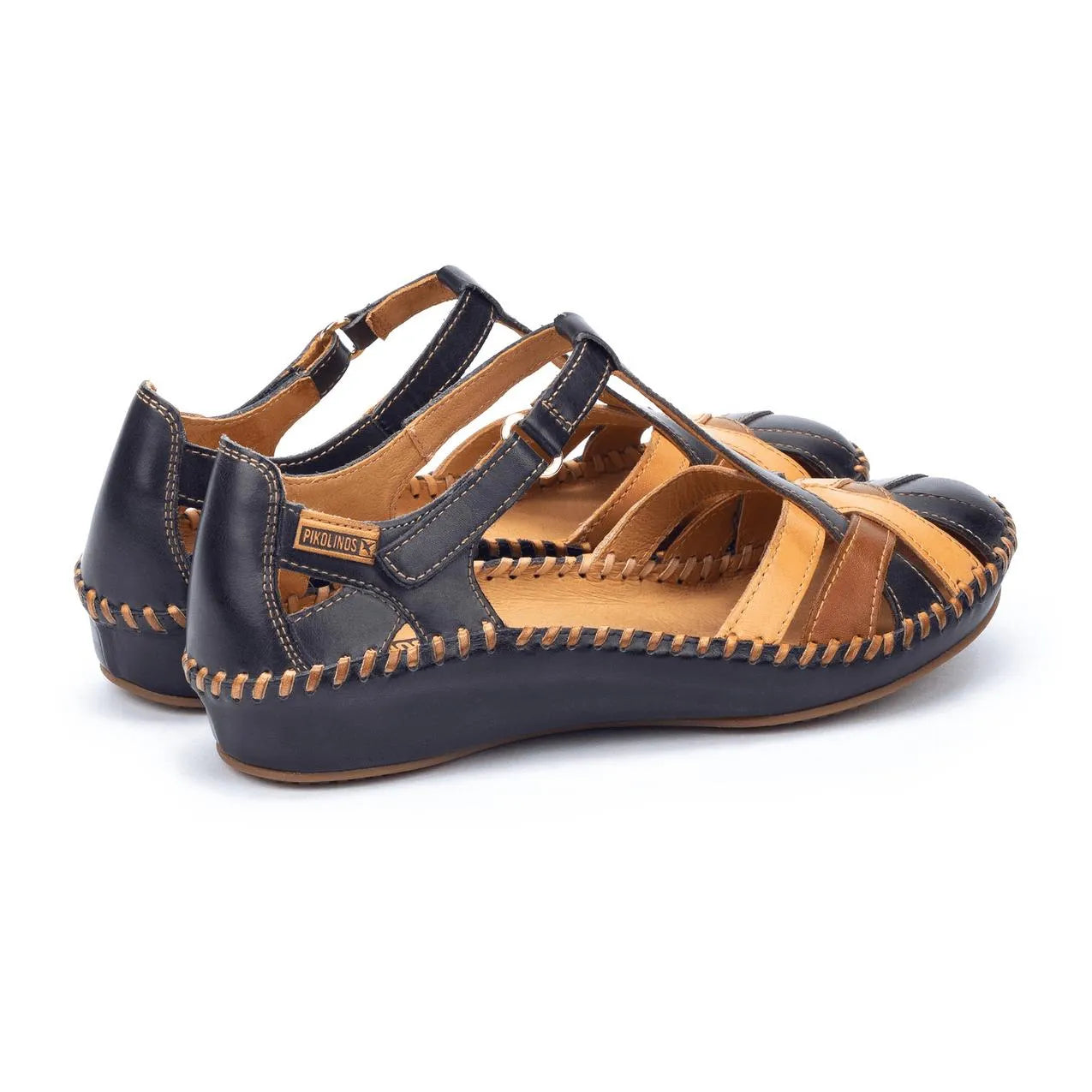 Pikolinos 655-0732C5 P Vallarta Navy Blue Leather T-Bar Sandals-elevate your sole