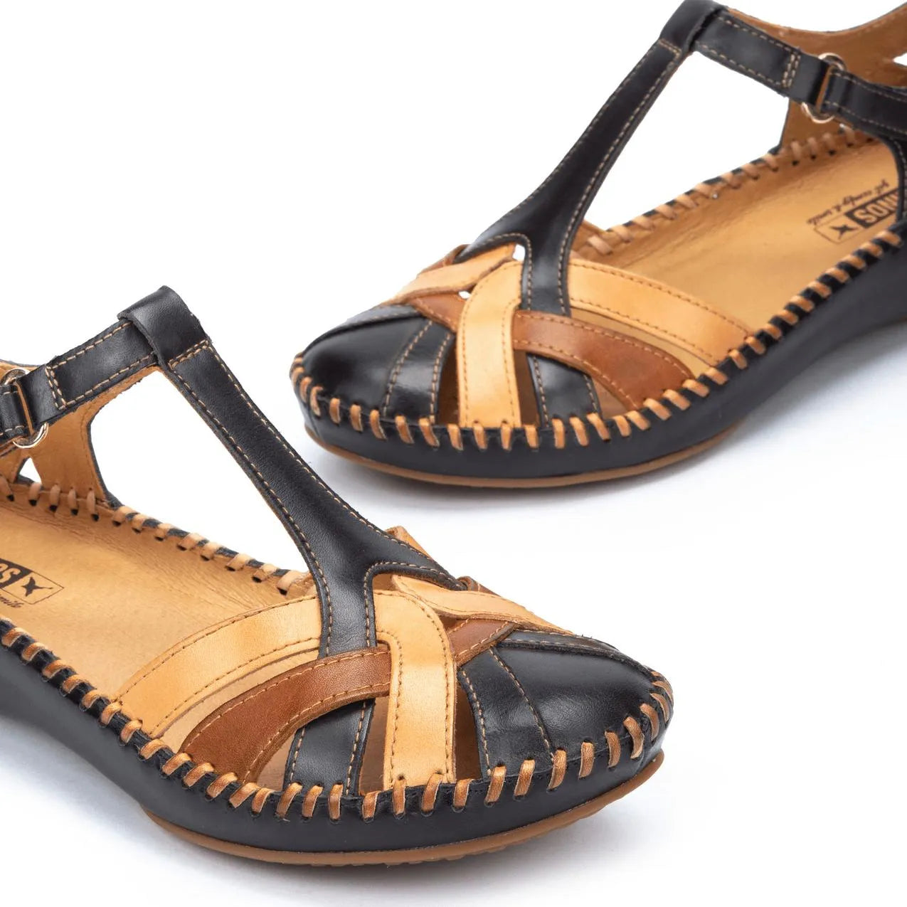 Pikolinos 655-0732C5 P Vallarta Navy Blue Leather T-Bar Sandals-elevate your sole