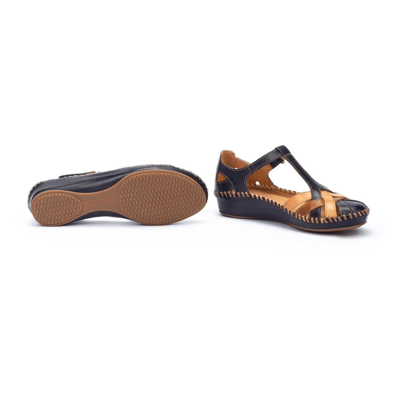 Pikolinos 655-0732C5 P Vallarta Navy Blue Leather T-Bar Sandals-elevate your sole