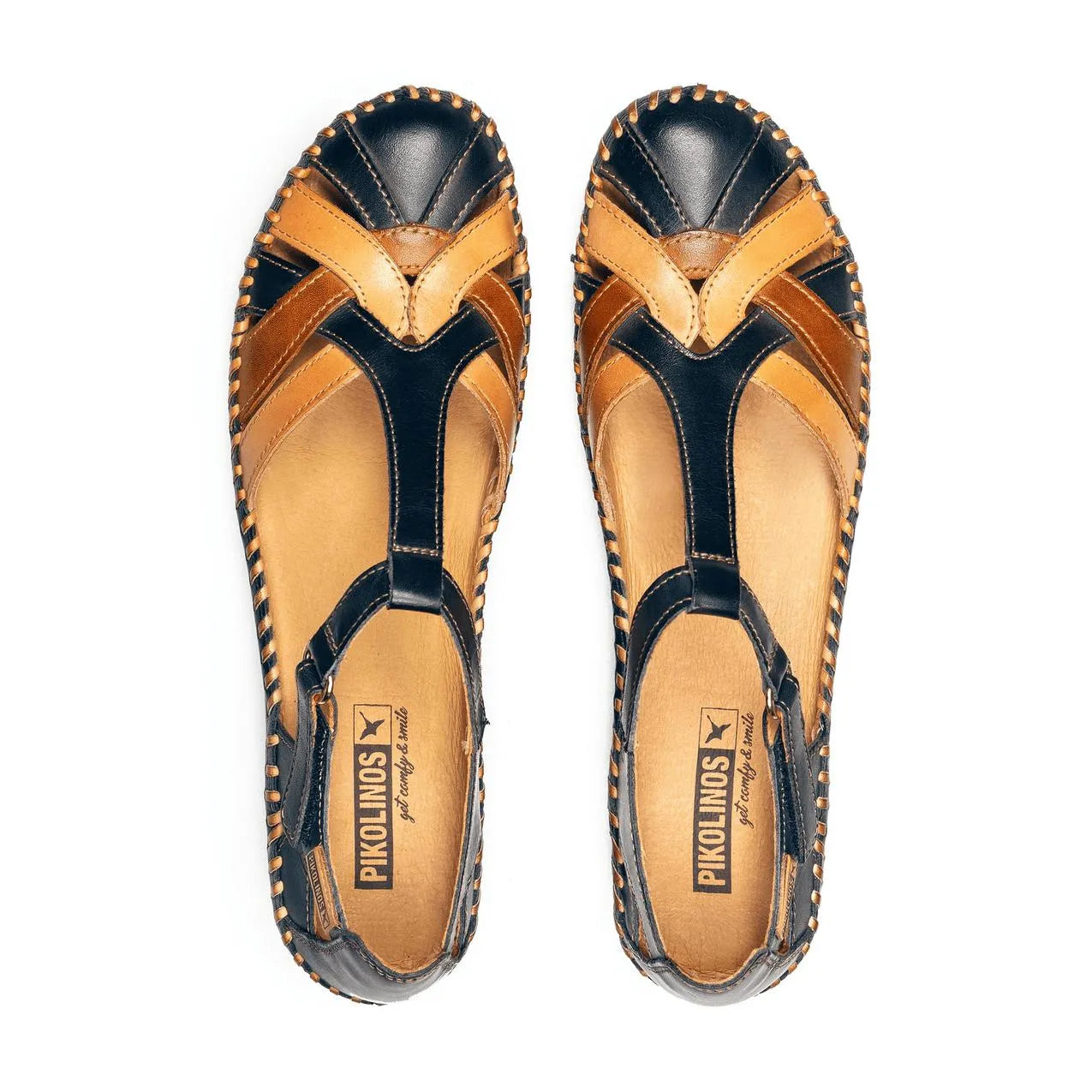 Pikolinos 655-0732C5 P Vallarta Navy Blue Leather T-Bar Sandals-elevate your sole
