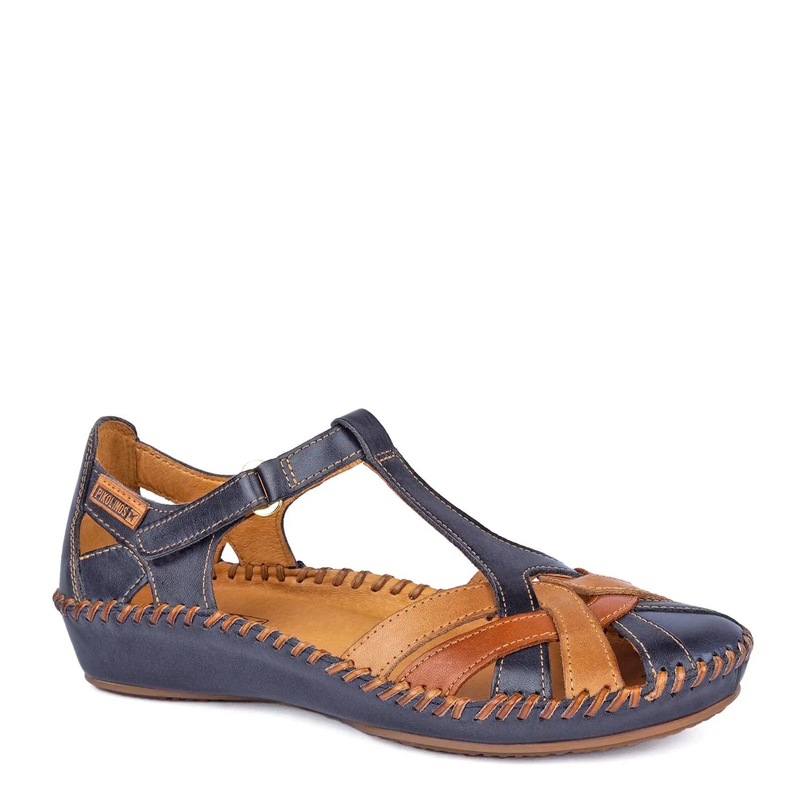 Pikolinos 655-0732C5 P Vallarta Navy Blue Leather T-Bar Sandals-elevate your sole