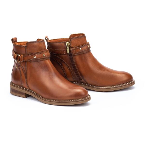 Pikolinos Aldaya W8J-8571C1 Ladies Brandy Leather Side Zip Ankle Boots-elevate your sole