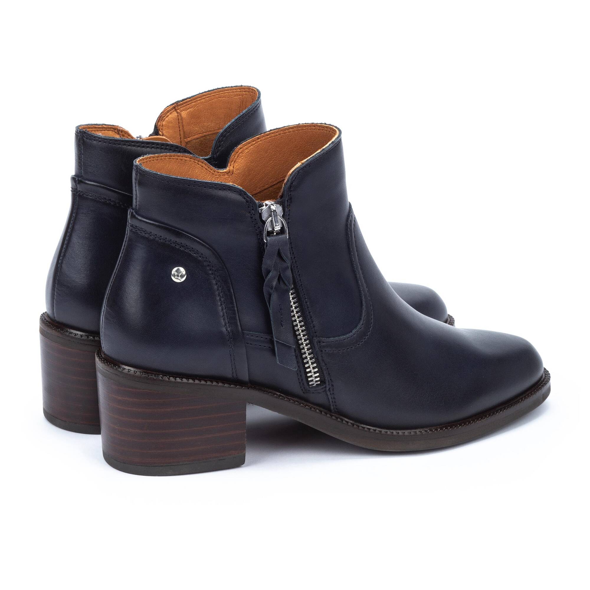 Pikolinos Bacarot W2D-8674 Ladies Space Navy Leather Side Zip Ankle Boots-elevate your sole