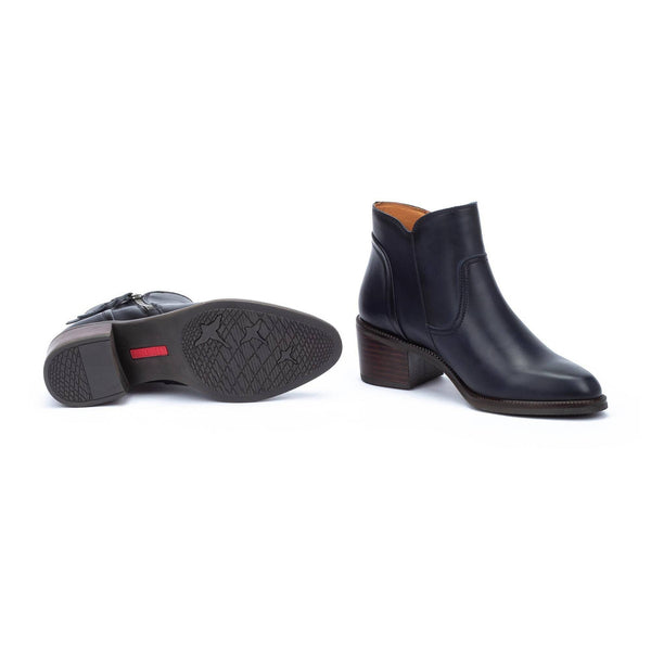 Pikolinos Bacarot W2D-8674 Ladies Space Navy Leather Side Zip Ankle Boots-elevate your sole