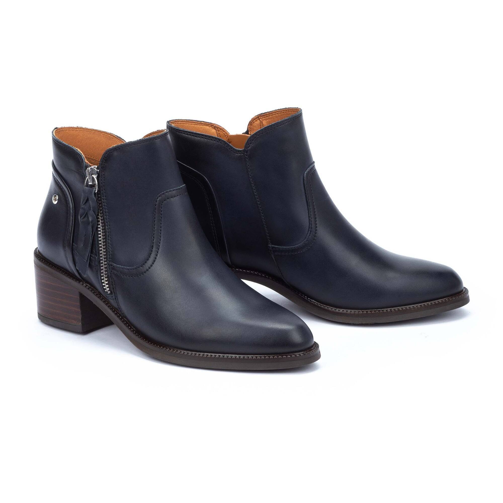 Pikolinos Bacarot W2D-8674 Ladies Space Navy Leather Side Zip Ankle Boots-elevate your sole