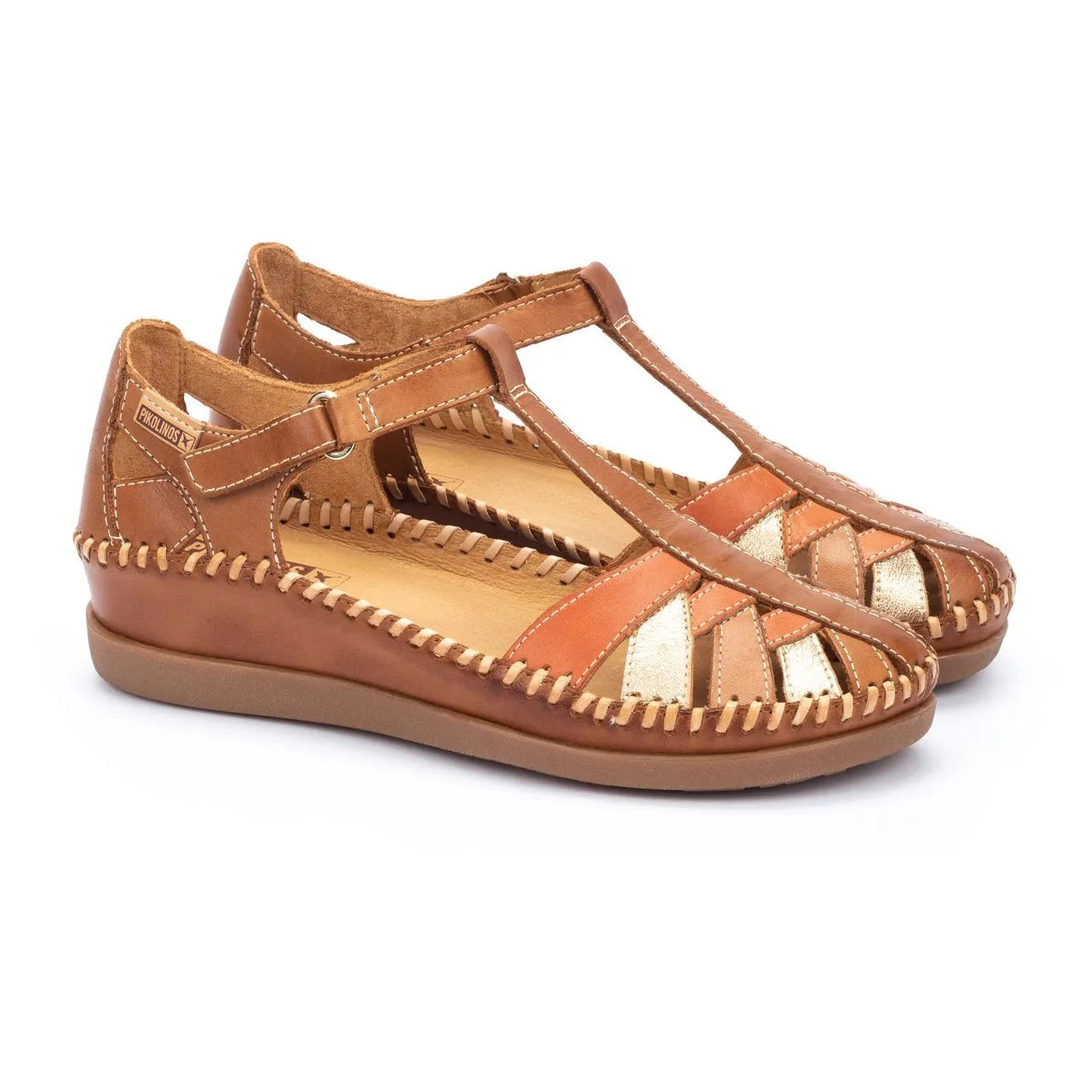 Pikolinos Cadaques W8K-0705C1 Ladies Brandy Leather Touch Fastening Sandals-elevate your sole