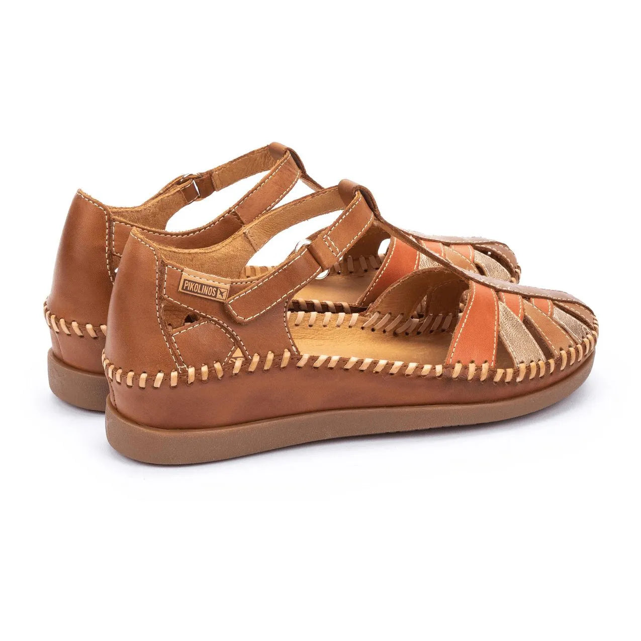 Pikolinos Cadaques W8K-0705C1 Ladies Brandy Leather Touch Fastening Sandals-elevate your sole