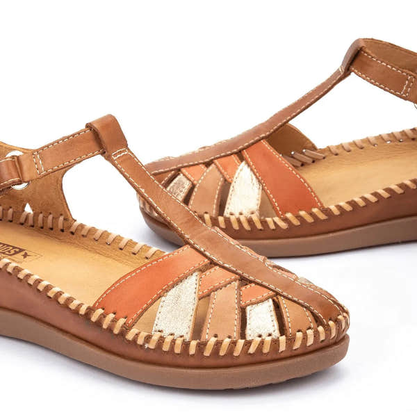 Pikolinos Cadaques W8K-0705C1 Ladies Brandy Leather Touch Fastening Sandals-elevate your sole