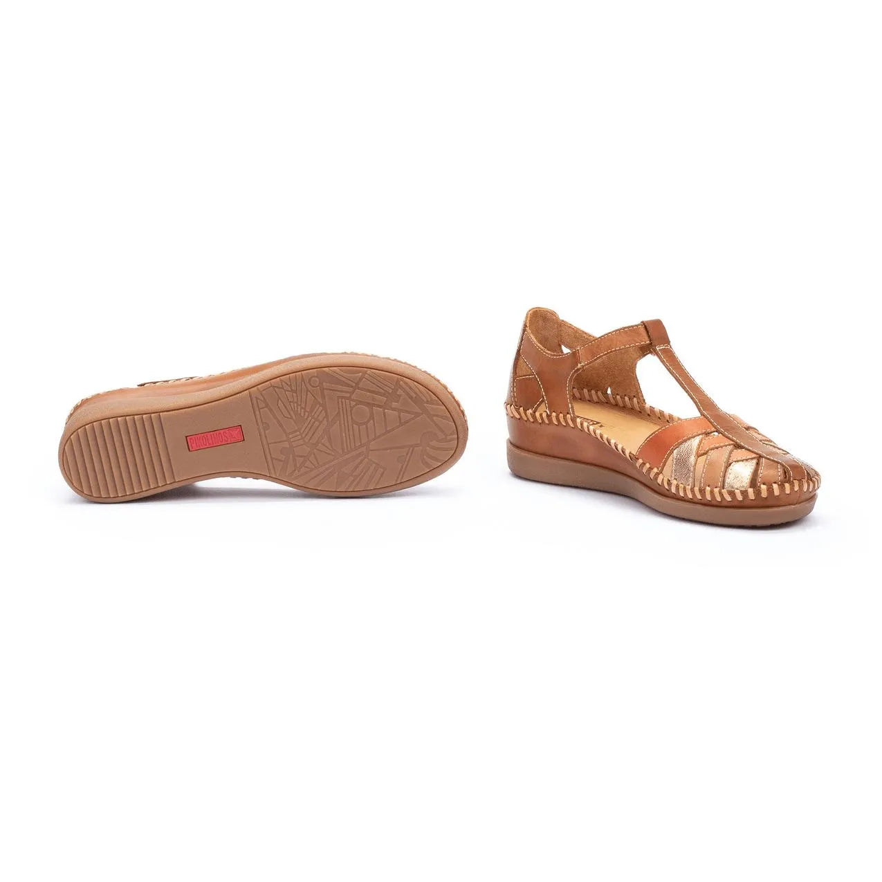 Pikolinos Cadaques W8K-0705C1 Ladies Brandy Leather Touch Fastening Sandals-elevate your sole