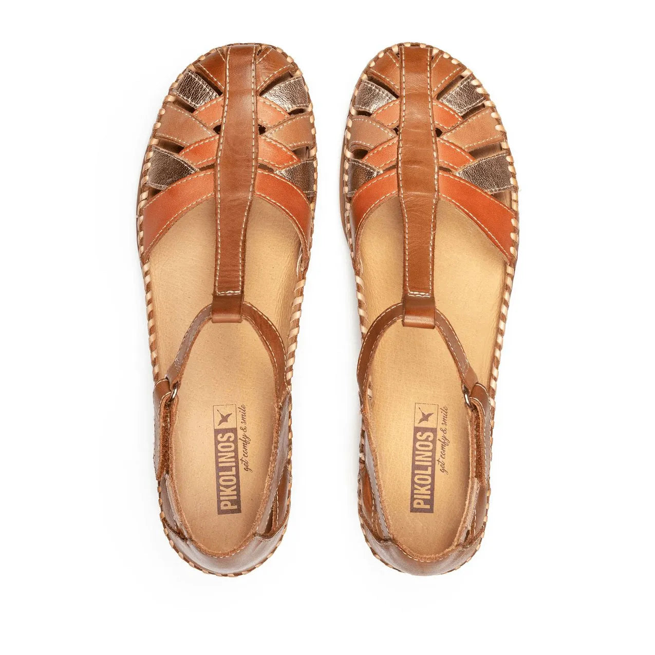 Pikolinos Cadaques W8K-0705C1 Ladies Brandy Leather Touch Fastening Sandals-elevate your sole