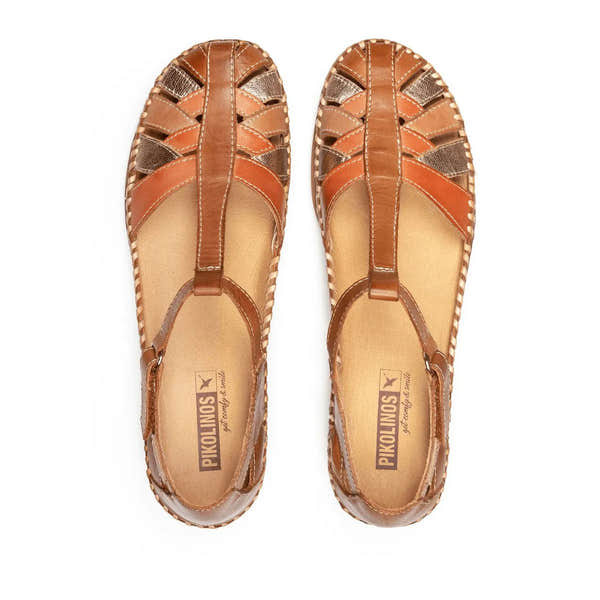Pikolinos Cadaques W8K-0705C1 Ladies Brandy Leather Touch Fastening Sandals-elevate your sole