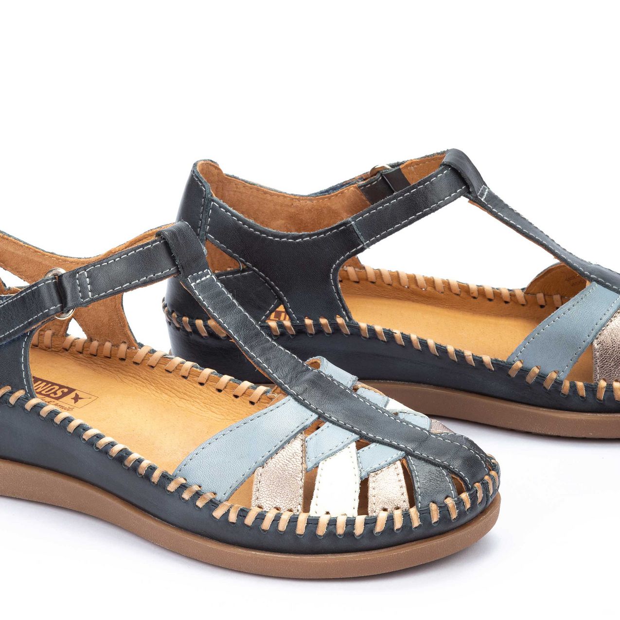 Pikolinos Cadaques W8K-0705C1 Ladies Ocean Leather Touch Fastening Sandals-elevate your sole