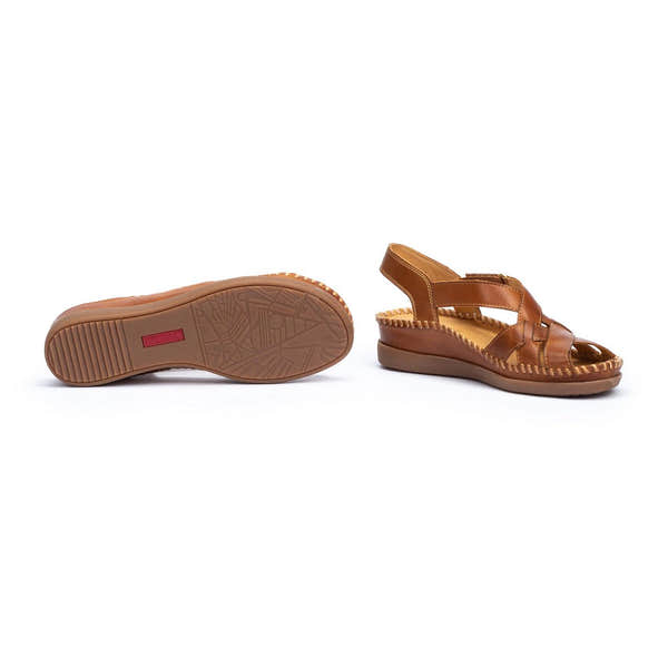 Pikolinos Cadaques W8K-0741 Ladies Brandy Leather Touch Fastening Sandals-elevate your sole