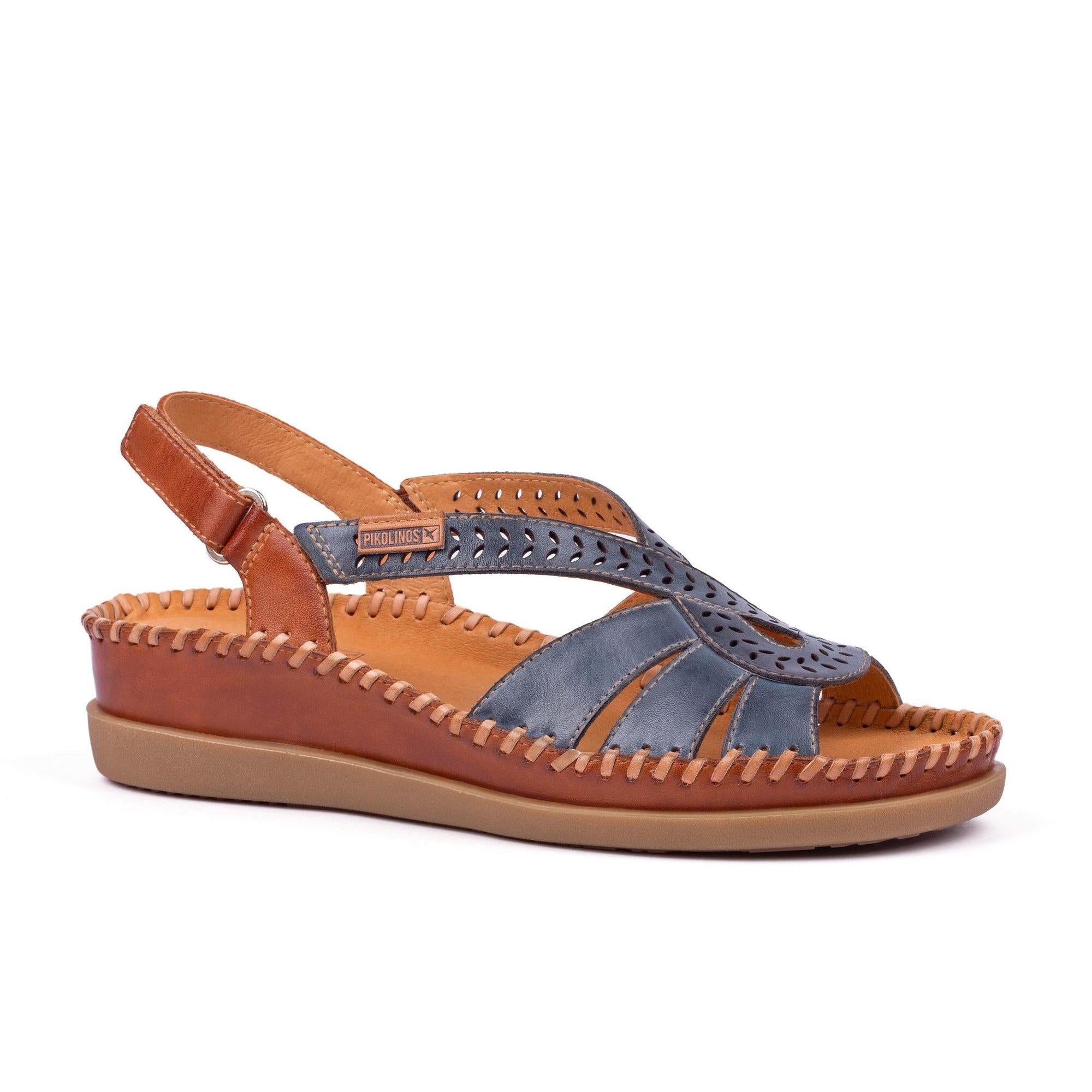 Pikolinos Cadaques W8K-0907C1 Ladies Sapphire Leather Touch Fastening Sandals-elevate your sole