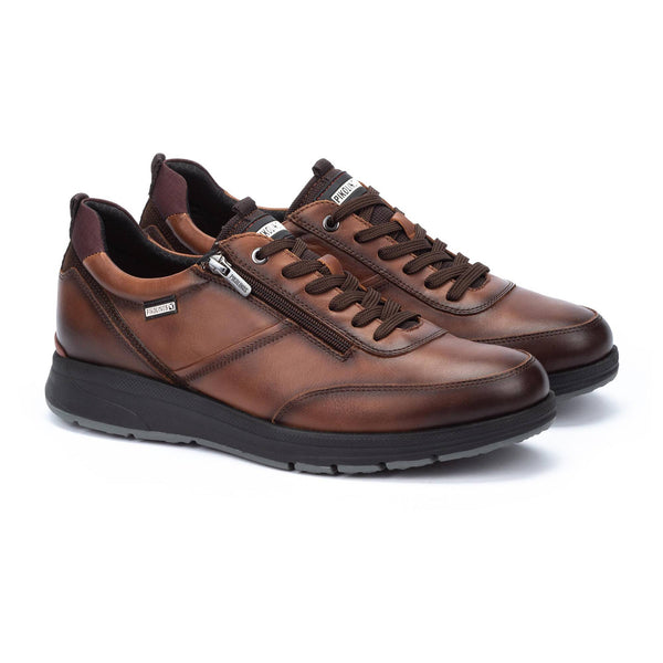 Pikolinos Cordoba M1W-6262C2 Mens Cuero Brown Leather Zip & Lace Trainers-elevate your sole