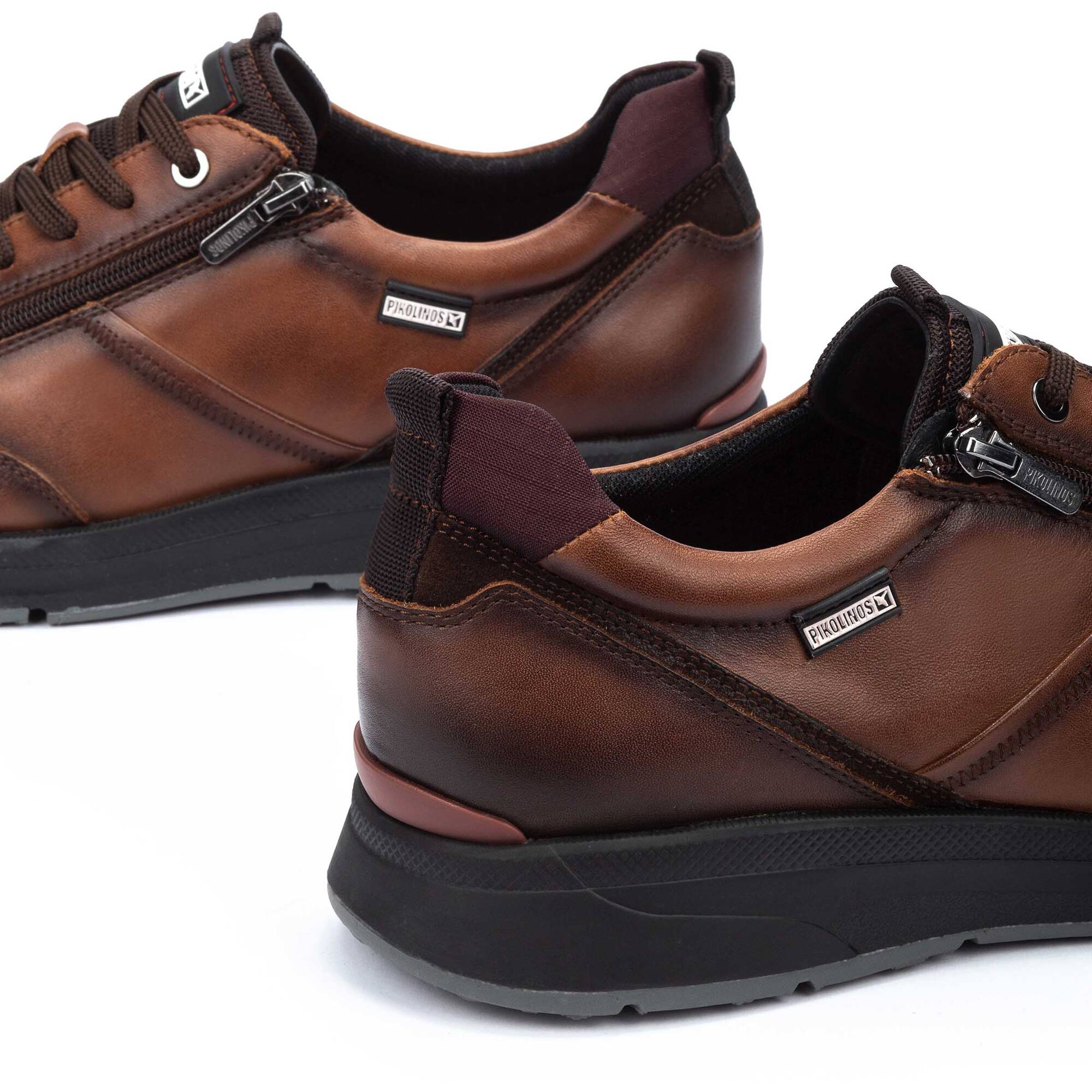 Pikolinos Cordoba M1W-6262C2 Mens Cuero Brown Leather Zip & Lace Trainers-elevate your sole