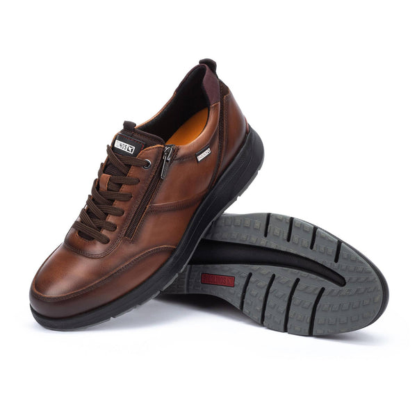 Pikolinos Cordoba M1W-6262C2 Mens Cuero Brown Leather Zip & Lace Trainers-elevate your sole
